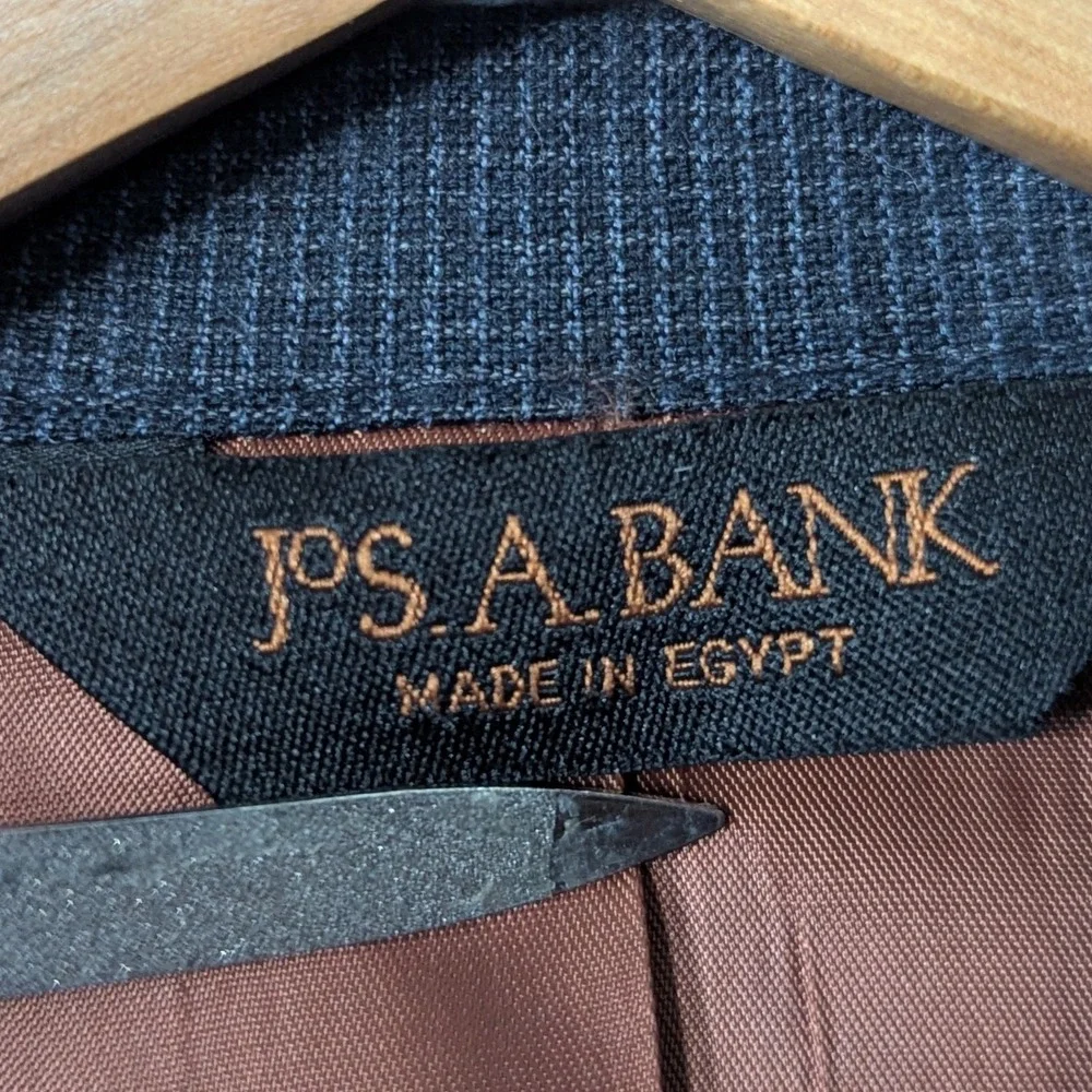 Jos A. Banks 37R Slim Fit Micro Plaid Wool Cashmere Academia‎ Men's Suit Jacket